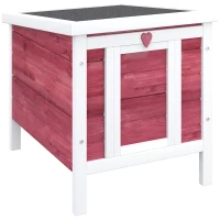 PawHut Wooden Rabbit Hutch Bunny Cage Outdoor Cat House Guinea Pig Cage Duck Shelter, Indoor Outdoor Use, 20"x16.5"x17", Red(m-11)