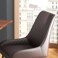 HOMCOM Upholstered Kitchen Chairs, Modern Dining Chairs Set of 4 with Diamond Tufting and Steel Legs for Dining Room, Brown(m-9)