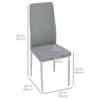 HOMCOM Kitchen Chairs Set of 4, Dining Chairs w/ Faux Leather Upholstery and Steel Legs for Living Room, Dining Room, Grey(m-3)