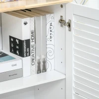 HOMCOM Storage Cabinet Kitchen Sideboard with Louvered Doors, Freestanding Bathroom Cabinet, White(m-9)