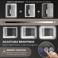 HOMCOM Dimmable Bathroom Mirror with Lights, 39" x 32" Backlit/Front Lit LED Mirror, Anti-Fog, Memory, Infinite Color Temp(m-4)
