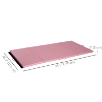 Soozier 4'x8'x2" Folding Gymnastics Tumbling Mat, Exercise Mat with Carrying Handles for Yoga, MMA, Martial Arts, Stretching, Core Workouts, Pink(m-3)