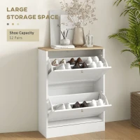 HOMCOM Slim Shoe Storage Cabinet, Modern Shoe Cabinet with 2 Flip Drawers and Adjustable Shelves for 8-12 Pairs, White(m-4)