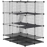 PawHut Rabbit Cage DIY Pet Playpen Small Animal Cage for Hedgehog Bunny Guinea Pig Chinchilla Ferret Kitten with Mallet Connectors and Cable Ties(m-11)