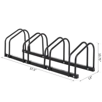 HOMCOM Bike Stand Parking Rack Floor or Wall Mount Bicycle Cycle Storage Locking Stand (4 Racks, Black)(m-3)