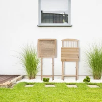 Outsunny 3 Pieces Patio Folding Bistro Set, Outdoor Pine Wood Table and Chairs Set with Tie-on Cushion & Square Coffee Table, Great for Indoor, Poolside, Garden, Dark Blue(m-7)