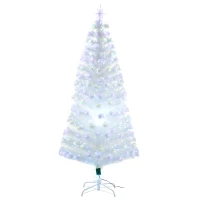 HOMCOM 6FT Artificial Tree Multi-Colored Pre-Lit Home Christmas Decoration  White(m-11)