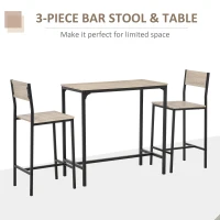 HOMCOM Industrial Bar Table Set Counter Height 3 Piece and 2 High Back Stools Set Dining Table Set for Small Space in the Dining Room(m-7)