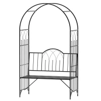 Outsunny 43" Garden Arbor Bench Trellis for Vines Climbing Plant Outdoor Decor Arch- Black(m-11)