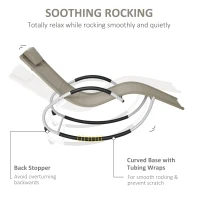 Outsunny Rocking Chair, Zero Gravity Patio Chaise Garden Sun Lounger, Outdoor Reclining Rocker Lounge Chair with Detachable Pillow for Lawn, Patio or Pool, Sand(m-4)