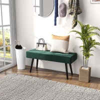 HOMCOM 39 Inches Upholstered Bedroom Bench, Modern End of Bed Bench with Steel Legs, Green(m-8)
