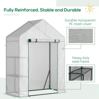 Outsunny 56"x29" Walk-in Greenhouse for Outdoor, Portable Gardening Plant Hot House with 2-Tier Shelf, Roll-Up Zippered Door, PE Cover, Green(m-7)