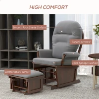 HOMCOM Rocking Chair Set with Ottoman, Nursery Glider Rocker with Footrest, Padded Cushion Seating and Wood Base, Dark Gray(m-6)