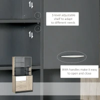 HOMCOM 67" Freestanding Buffet with Hutch, Kitchen Pantry Storage Cabinet with 3 Drawers, Cable Management, 4 Cubes, 2 Cabinets, Oak(m-5)