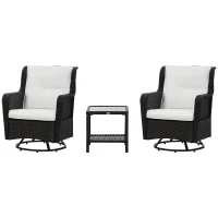 Outsunny Patio Bistro Set, Porch Furniture with 360° Rotation & Rocking Function, 28.25"x30.75"x36.25", Cream White(m-11)