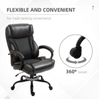 Vinsetto 484LBS Big and Tall Ergonomic Executive Office Chair with Wide Seat, High Back Adjustable Computer Task Chair Swivel PU Leather, Brown(m-7)