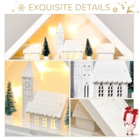 HOMCOM Christmas Advent Calendar, 2022 Light Up Table Xmas Wooden House Holiday Decoration with Countdown Drawer, Village, for kids Adults, White(m-6)