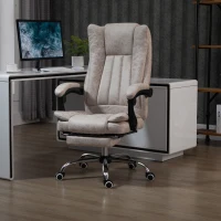 Vinsetto Microfiber Computer Chair, Executive Office Chair with Reclining Backrest Retractable Footrest Adjustable Height Beige(m-8)