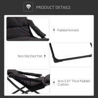 Outsunny Folding Lounge Chair, Mesh Fabric Lounger with Thick Padded Cushion and Armrest, Camping Beach Chair for Poolside, Deck, Backyard, Black(m-4)