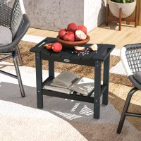 Outsunny HDPE Shower Bench, Waterproof Shower Stool with Handle, Storage Shelf, Non-Slip Pads for Indoor Outdoor, Black(m-10)
