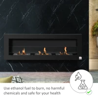 HOMCOM Ethanol Fireplace, 47.25" Wall-Mount 0.3 Gallon Steel 215 Sq Ft., Burns up to 3 Hours, Black(m-4)