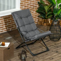 Outsunny Outdoor Folding Lawn Chair, Foldable Chair with Cushion, Armrest and Steel Frame for Poolside, Deck, Backyard(m-1)