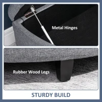 HOMCOM Half Moon Storage Ottoman, Upholstered Button Tufted Storage Bench with Lift Lid and Wood Legs, for Living Room, Entryway, Gray(m-6)