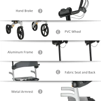 HOMCOM Aluminum Rollator Walker for Seniors and Adults with 10'' Wheels, Adjustable Handle and Removable Storage Bag, Silver(m-6)