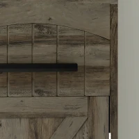 HOMCOM Farmhouse Tall Slim Bathroom Storage Cabinet with Recessed Drawer, Narrow Cabinet with Barn Door, Weathered Gray Oak(m-9)