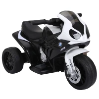 Aosom Kids Motorcycle, 6V Battery Powered Toddler Motorcycle with Headlight, Music, 3 Wheels Electric Motorcycle for Kids, Licensed BMW, Gift for Boys & Girls -Black(m-11)