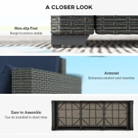 Outsunny Patio Couch PE Wicker Deep Seating Outdoor Sofa with Removable Cushions, 3 Seater Rattan Sofa, Outdoor Furniture for Balcony, Deck, Garden and Poolside, Navy Blue(m-6)