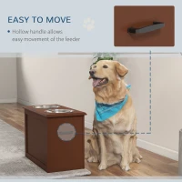 PawHut Raised Bowl Dog Feeder with 2 Steel Bowls and Storage, Brown(m-7)