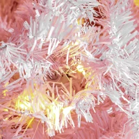 HOMCOM 7.5 FT Tall PreLit Artificial Christmas Tree with Realistic Branches, 500 Warm White LED Lights and 1346 Tips, Pink(m-9)