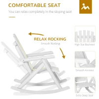 Outsunny Outdoor Wooden Rocking Chair, Single-Person Rustic Adirondack Rocker with Slatted Seat, High Backrest, Armrests for Patio, Garden and Porch, White(m-6)