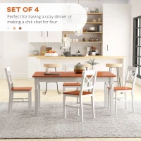 HOMCOM Farmhouse Wooden Dining Chairs Set of 4 with Cross Back, White(m-4)