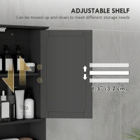 kleankin Medicine Cabinet, Wall-Mounted Bathroom Mirror Cabinet with Double Doors, Open Shelf, and Adjustable Shelf, Modern Bathroom Wall Cabinet, Black(m-6)