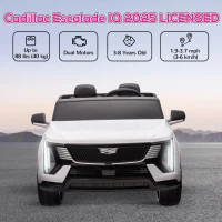 Qaba 2-Seater 12V 10AH Ride on Truck, Cadillac Escalade Licensed Electric Car for Kids w/ Spring Suspension Wheels, White(m-5)