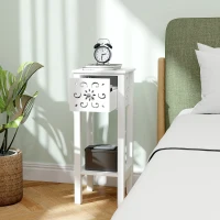 HOMCOM Nightstand Set of 2 with Drawer and Open Storage Shelf White(m-7)