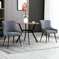 HOMCOM Dining Chairs Set of 2, Modern Wingback Kitchen Chairs with Velvet Fabric Upholstery, Tufted, Steel Legs, Accent Arm Chairs for Living Room, Dining Room, Bedroom, Grey(m-8)