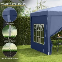 Outsunny 10'x10' Outdoor Pop Up Party Tent Wedding Gazebo Canopy with Carrying Bag (Blue)(m-6)