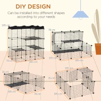PawHut 34 Panels Pet Playpen, Small Animal Playpen with Doors, Ferret Cage, Portable Metal Wire Yard for Kittens, 41" x 27.5" x 46"(m-4)