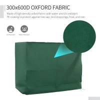 Outsunny 600D Oxford 3-Seater Patio Swing Cover Outdoor Swing Chair Cover Rain Protection Waterproof Anti-UV, Dark Green(m-5)