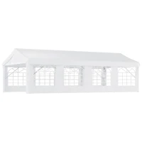 Outsunny 13 x 26 ft Heavy Duty Party Tent Outdoor Gazebo Wedding Tent Event Shelter Carport BBQ with Removable Sidewalls & Windows, Outside Waterproof Canopy for Parties, White(m-11)