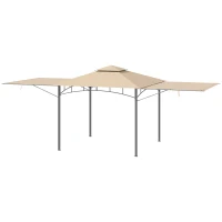 Outsunny 10' x 10' Patio Gazebo with Expandable Side Awnings, Outdoor Canopy Shelter with Double Vented Roof and Steel Frame, for Lawn, Backyard and Deck, Beige(m-11)