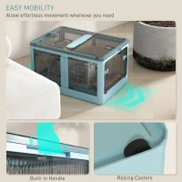 HOMCOM 3 Packs of Collapsible Stackable Storage Bins with Lids, Wheels, 32 Gal, Blue(m-6)