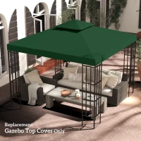 Outsunny 10' x 10' Canopy Replacement 2-Tier Gazebo Canopy Top Cover, Green(m-8)