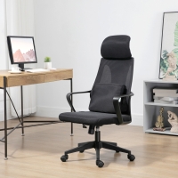 Vinsetto High Back Office Chair, Ergonomic Mesh Computer Chair Executive Task Chair with Massage Lumbar Support & Headrest Rocking, Black