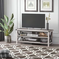 HOMCOM Ample Storage TV Stand with 2 Cable Management Hole, Entertainment Center for Living Room, Fits for 60" TV(m-7)