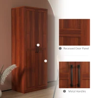 HOMCOM 63" Kitchen Pantry Storage Cabinet with Doors and Shelves, Tall Kitchen Cabinet with 2 Doors and 5-tier Shelving(m-7)