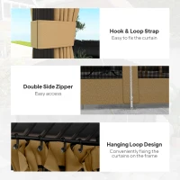 Outsunny 10' x 12' Outdoor Hardtop Gazebo Metal Roof Patio Gazebo with Aluminum Frame, Mesh Nettings, Brown(m-6)